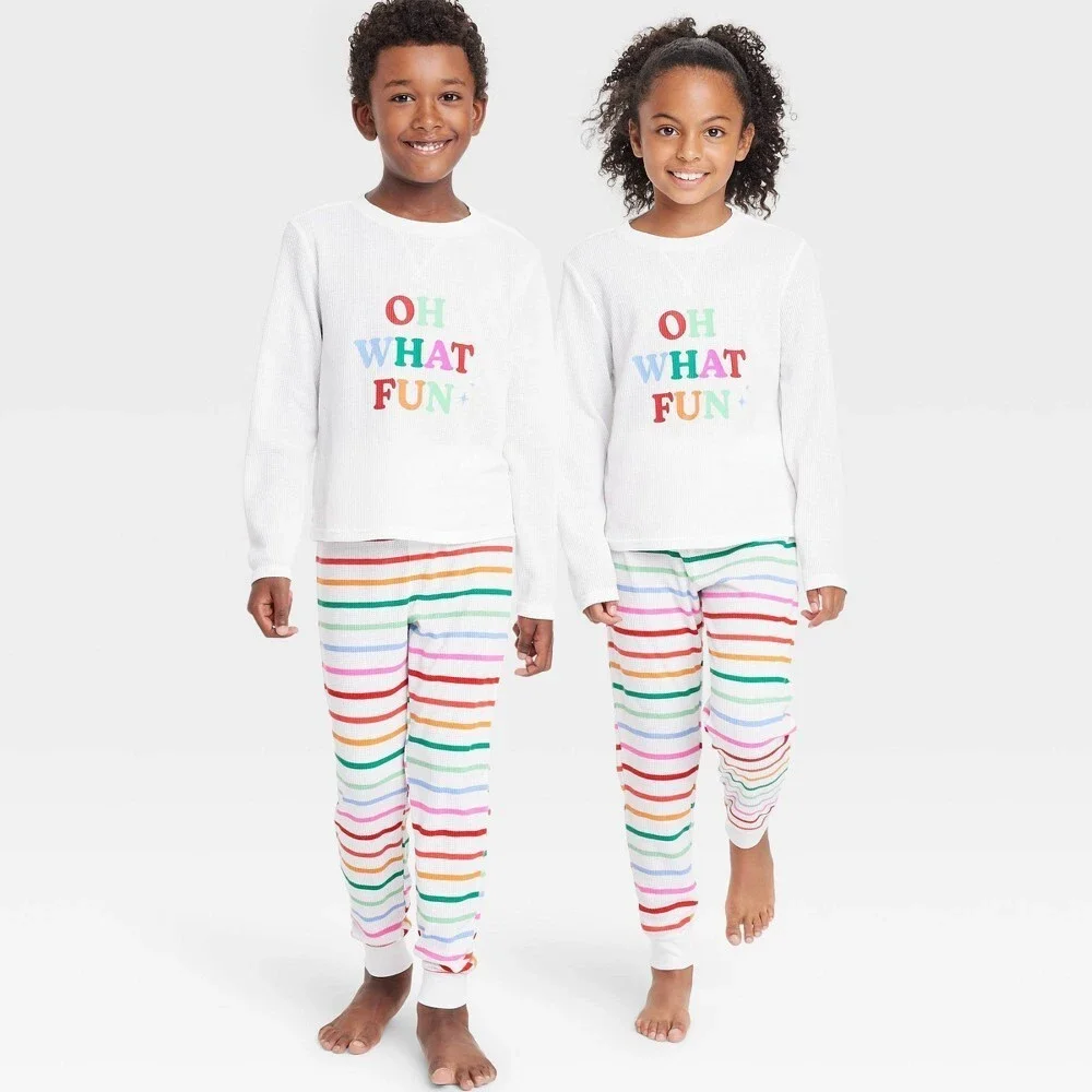 Wondershop Kids' Girls' Boys' Pajama Set Size Medium 8 Striped Thermal